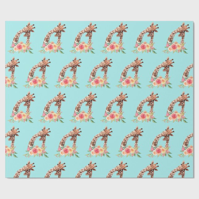 Papel De Presente Girafa Gira-Cama Cura-Cama Mãe e Bebê (Aberto)