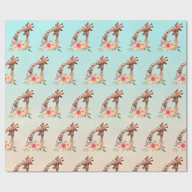 Papel De Presente Girafa Gira-Cama Cura-Cama Mãe e Bebê (Aberto)