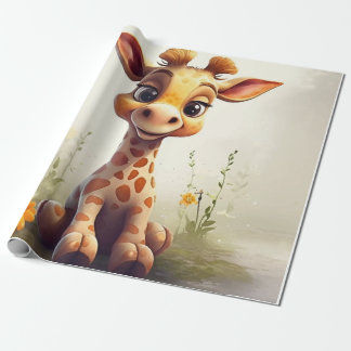 Papel De Presente Girafa linda e feliz