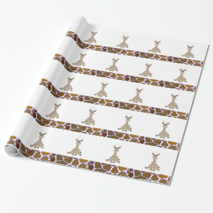 Papel De Presente Girafa Sentada com Estampa de Pelo de Girafa