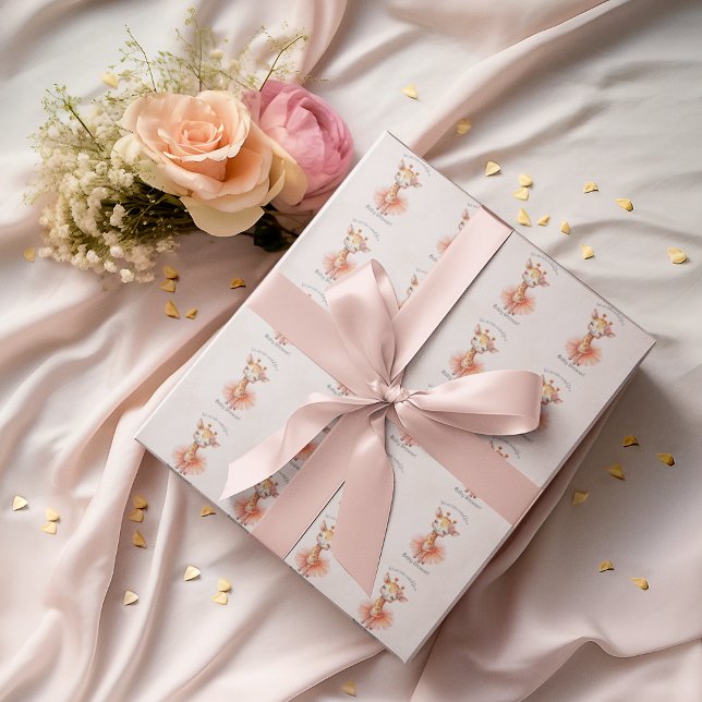 Papel De Presente Girafa Sorridente Personalizada Bailarina Tutu Chá (Criador carregado)
