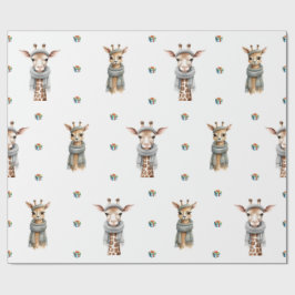 Papel De Presente Girafas de Natal Adoráveis