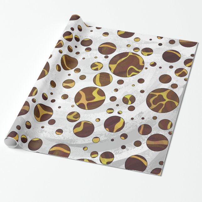 Papel De Presente Giraffe Brown e Impressão Amarelo (Desenrolado)