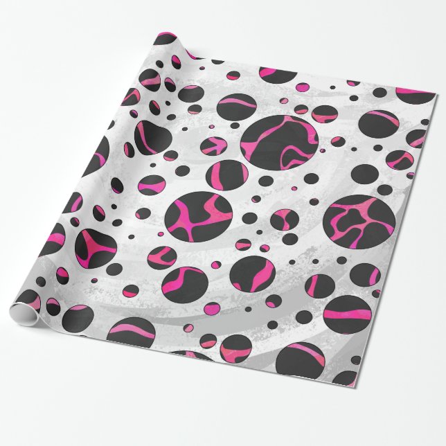 Papel De Presente Giraffe Hot Pink e Impressão preto (Desenrolado)