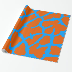 Papel De Presente Giraffe Impressão Orange Cyan