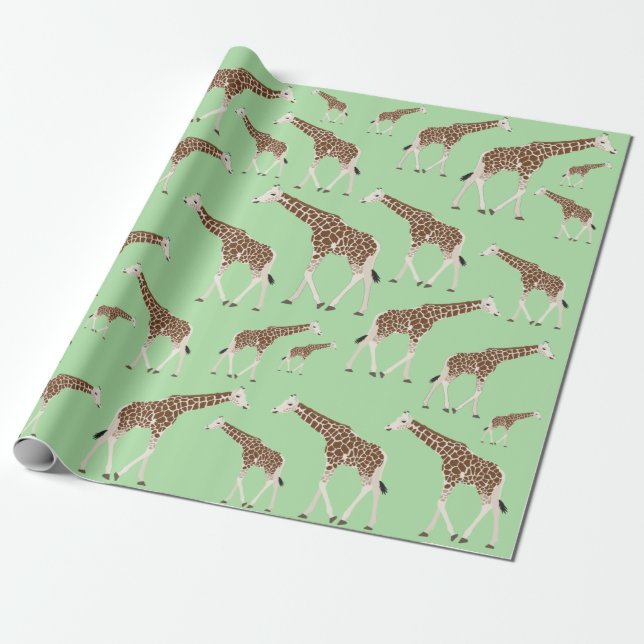 Papel De Presente Giraffe Jungle Safari Animal (Desenrolado)