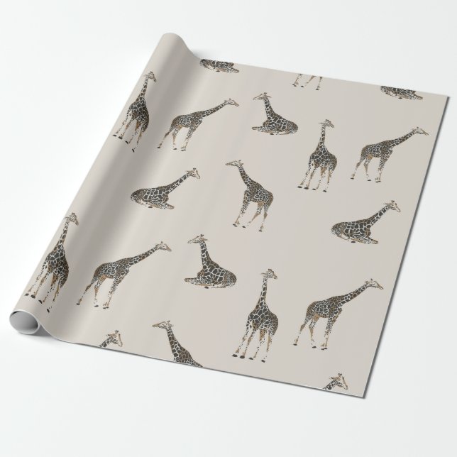 Papel De Presente Giraffe light mocha (Desenrolado)