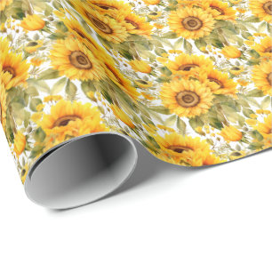 Papel De Presente Girassóis Amarelos