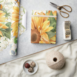 Papel De Presente Girassóis e abelhas
