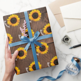 Papel De Presente Girassóis e lenha personalizados