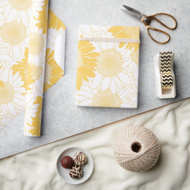 Papel De Presente Girassol Amarelo (Artesanato)