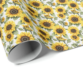 Papel De Presente Girassol Amarelo Ensolarado