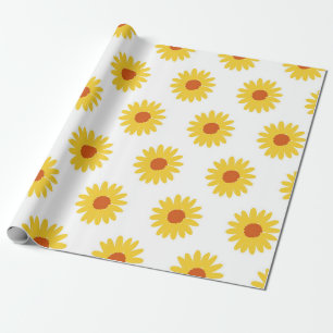 Papel De Presente Girassol Amarelo Lindo Padrão Retro Y2K