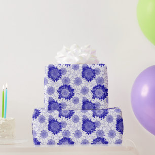 Papel De Presente Girassol Azul