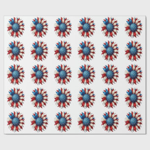 Papel De Presente Girassol Bandeira Americana 4 De Julho