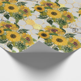 Papel De Presente Girassol Feliz Aniversário ou Adição de Aposentaçã