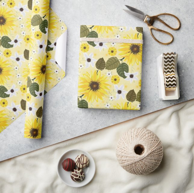 Papel De Presente Girassol Floral (Artesanato)