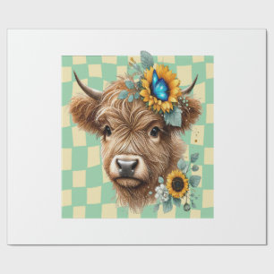 Papel De Presente Girassol Vaca Png, Linda Vaca Highland