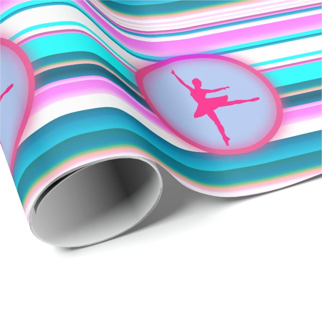 Papel De Presente Girls Ballerina Dance Stripes (Ponta do rolo)