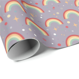 Papel De Presente Girls Cute Purple Magical Rainbow Birthday