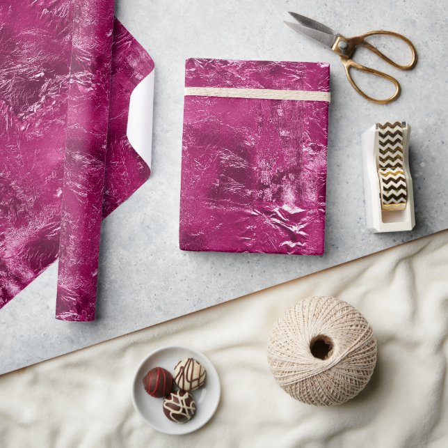 Papel De Presente Girly Chic Pink Crinkle Aniversário (Artesanato)