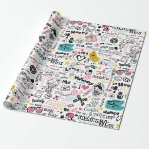 Papel De Presente Girly Doodles