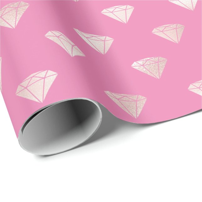 Papel De Presente Girly Glam Diamantes Rosa (Ponta do rolo)