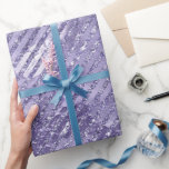 Papel De Presente Girly Glam Purple Glitter Strike Aniversário<br><div class="desc">Girly Glam Purple Glitter strips aniversário</div>