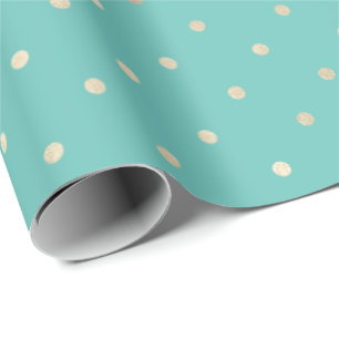 Papel De Presente Girly Mint Glam Pontos Dourados