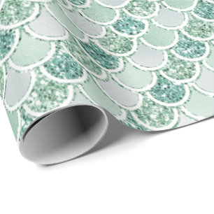 Papel De Presente Girly Mint Pearl Sereia
