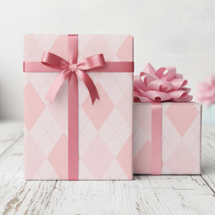 Papel De Presente Girly Pink Argyle Diamond Patterno