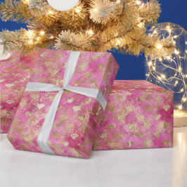 Papel De Presente Girly Pink Dourado Glam Diamantes
