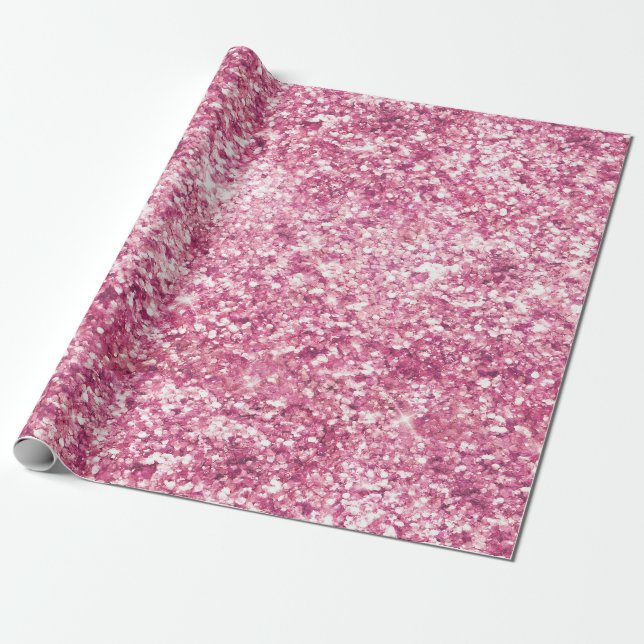 Papel De Presente Girly Pink Glitter Confetti (Desenrolado)