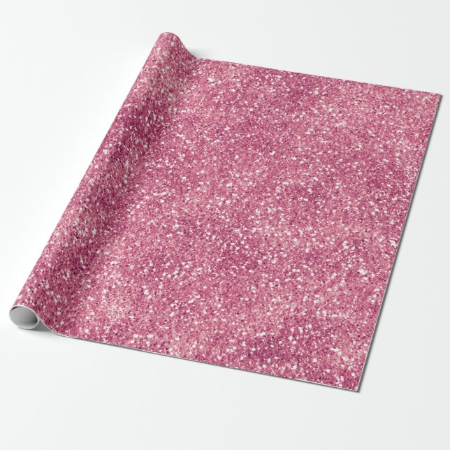 Papel De Presente Girly Pink Glitter Sparkle Glitz   (Desenrolado)