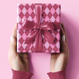 Papel De Presente Girly Raspberry e Pink Small Argyle Pattern