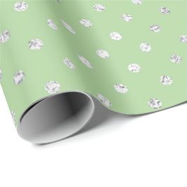 Papel De Presente Glam Dots Diamantes Mint Green Silver Vip