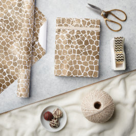 Papel De Presente Glam Dourada Giraffe Impressão