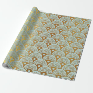 Papel De Presente Glam Dourado Seashells Mint Green NMaritime Yacht 