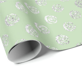 Papel De Presente Glam Floral Rosas Mint Green Silver Vip