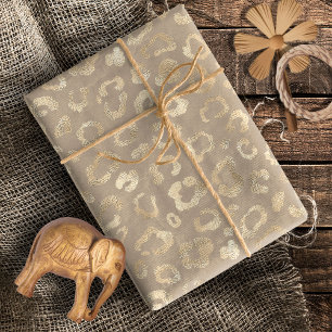 Papel De Presente Glam Leopard Spot Pattern Safari Dourado ID11154