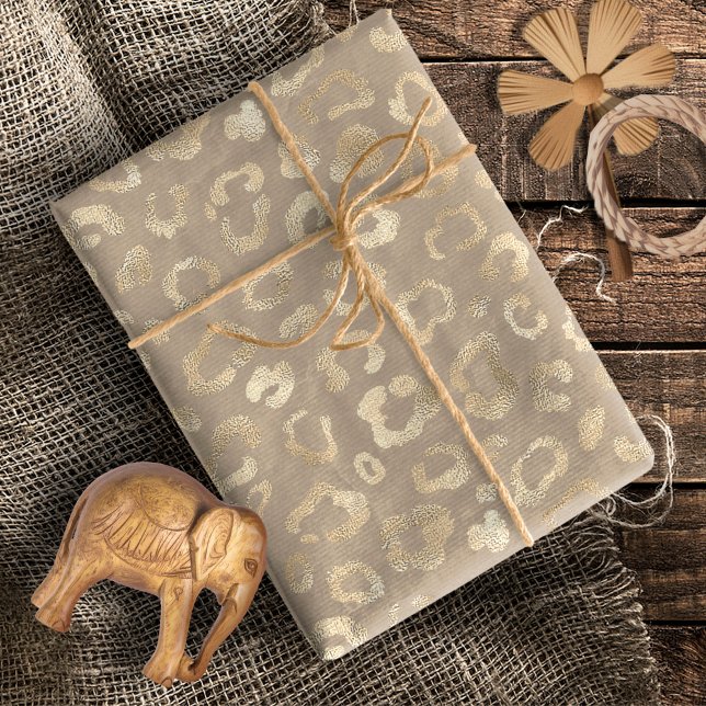 Papel De Presente Glam Leopard Spot Pattern Safari Dourado ID11154 (Criador carregado)