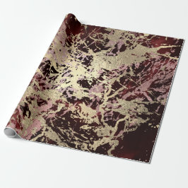 Papel De Presente Glam Molten Dourado Rosa Burgundy Marble Shiny Urb