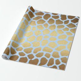 Papel De Presente Glam Ouro Blue Safari Giraffa Skip