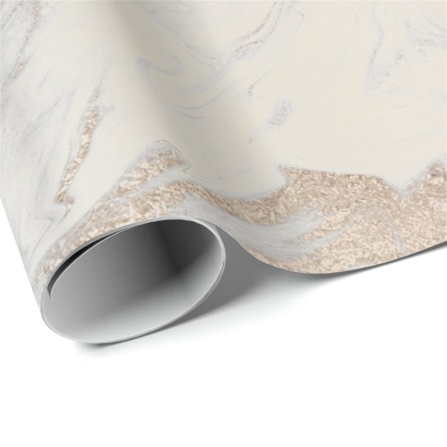 Papel De Presente Glam Pprecoce Ivory Silver White Marble Glam (Ponta do rolo)
