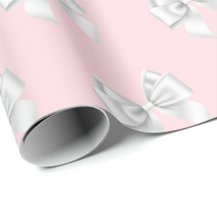 Papel De Presente Glam Rosa Bege Branco Laços Tema Tiffany NYC