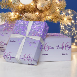 Papel De Presente Glam Sweet 16 Queda De Lama Roxa