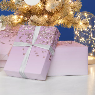 Papel De Presente Glam Sweet 16 Rosa Ouro Caindo Brilho