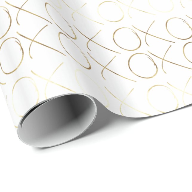 Papel De Presente Glam XOXO Dourado (Ponta do rolo)