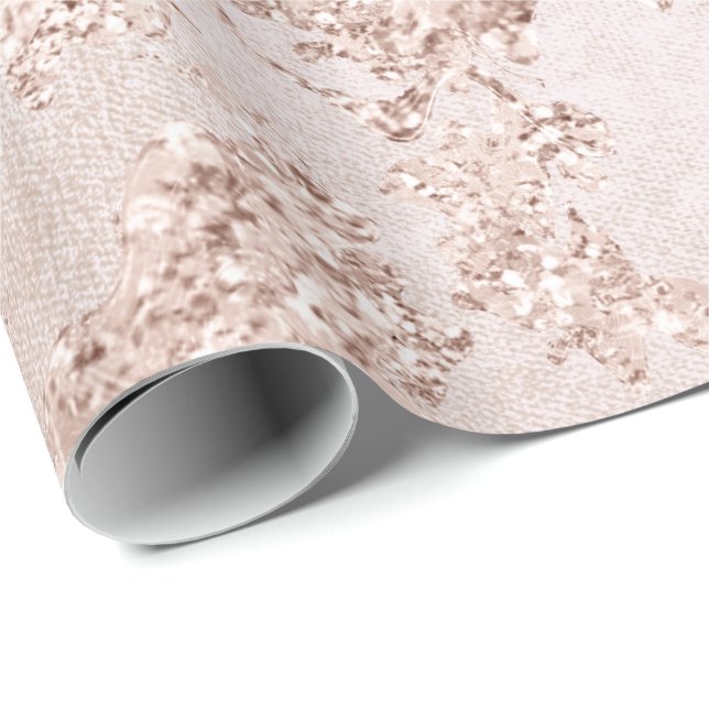 Papel De Presente Glama de Pedra Silver Rosa de Blush de Noiva Brilh (Ponta do rolo)