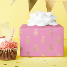 Papel De Presente Glama Dourado Brilhante Brilhante Abacaxi Tropical